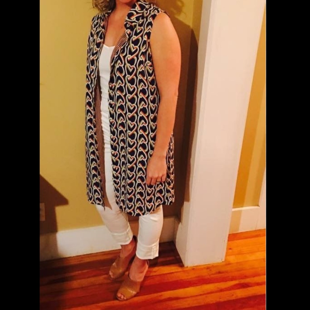 CAbi Amour Heart Print Shirt Button Down Sleeveless Dress - Picture 5 of 15